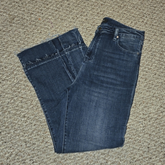 Liverpool Jeans Flared Distressed High Rise Crop Blue Denim Women's 12/31 - Picture 2 of 6